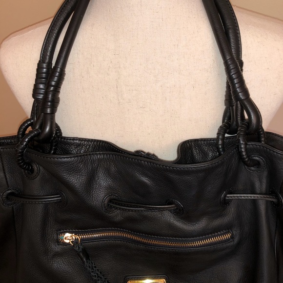 Fiore by Isabella Fiore Black Leather Braid Tote - Picture 6 of 15